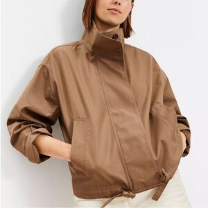 LOFT Twill Anorak Cropped Jacket Neutral Tan Brown Size Small